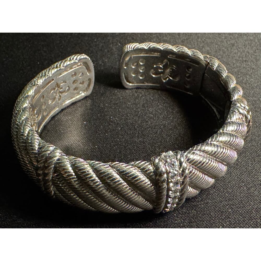 Judith Ripka Sterling Silver Hinged Cable Twist‎ Bracelet 68g